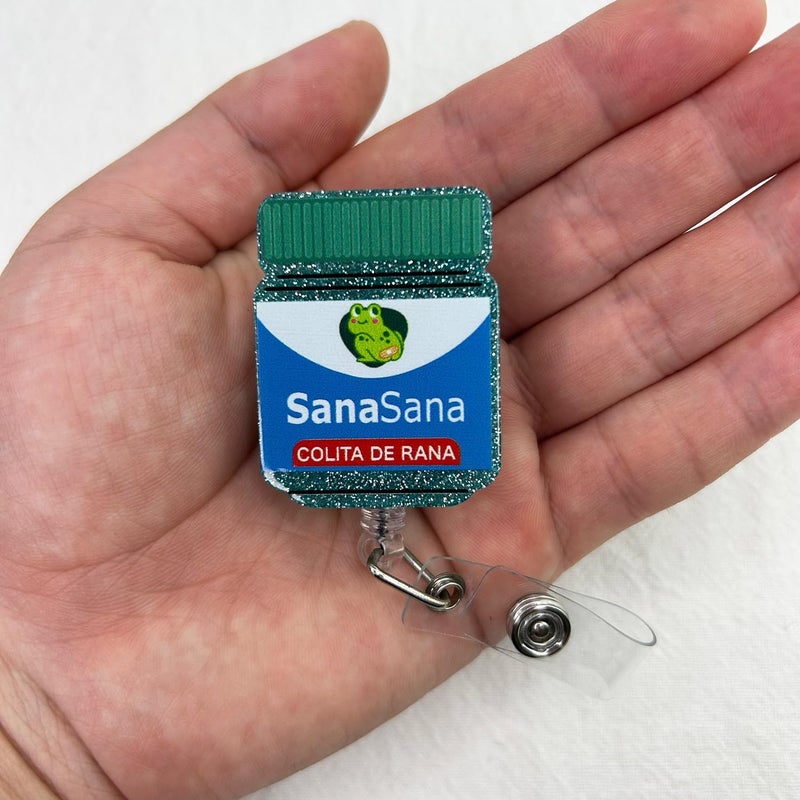 Bydevia Sana Sana Colita De Rana Badge Holder Retractable, Funny Sana Sana Badge Reel for Nurse Nursing RN MA LPN CNA Doctor & Medical Worker, Glitter Badge Holder with Alligator Clip & 24” Durable Nylon Cord - Image 3